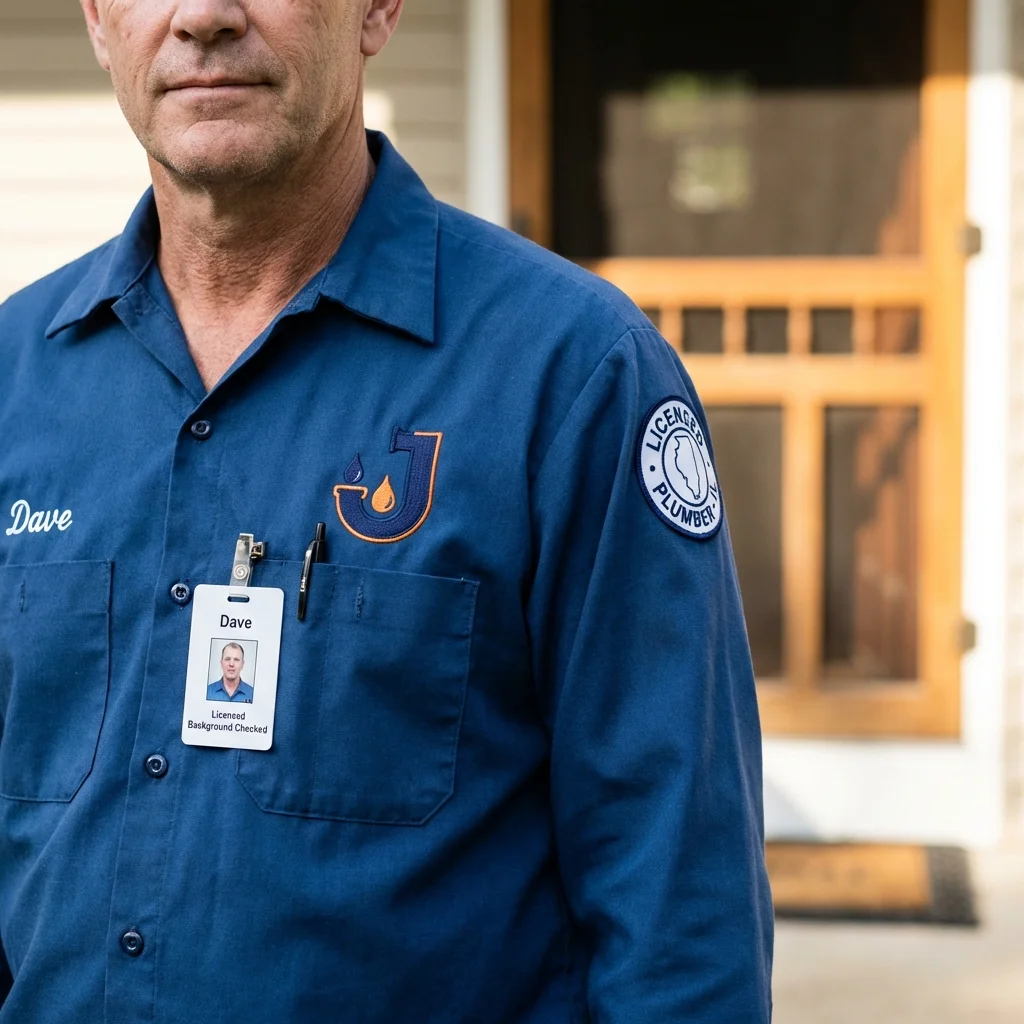 Licensed plumber showing ID badge in Yutan, NE