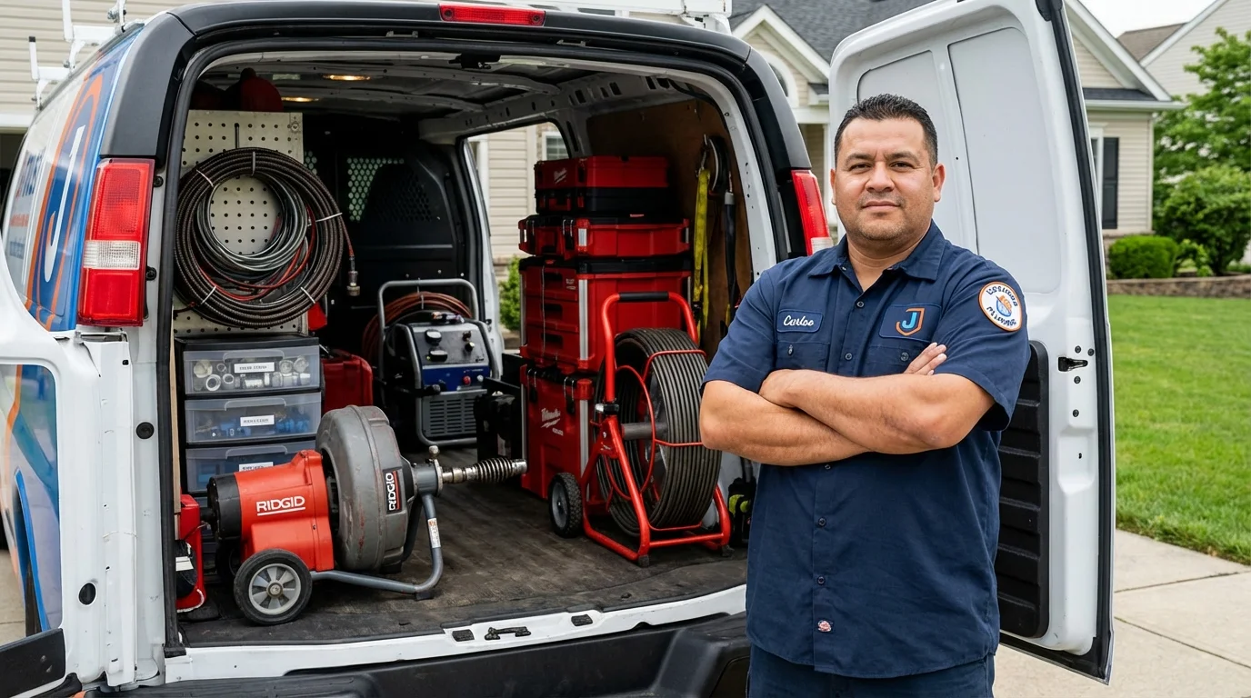 Professional drain cleaning equipment and Johns Plumbing LLC plumber in Yutan