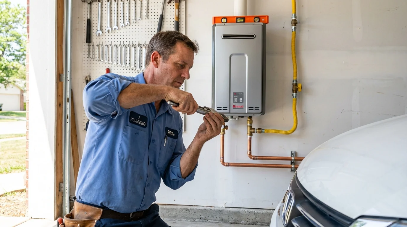 Tankless water heater installation by a Johns Plumbing LLC plumber in Yutan